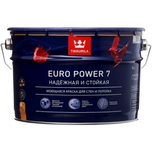 TIKKURILA Euro Power-7 (База А) белый Краска моющаяся для стен и потолков 9л
