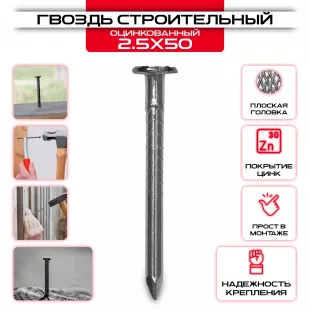 Гвоздь строительный оцинкованный 2,5х50мм
