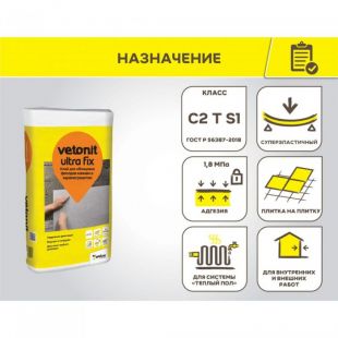 Ветонит Ультра Фикс 25 кг / Клей усиленный эластичный