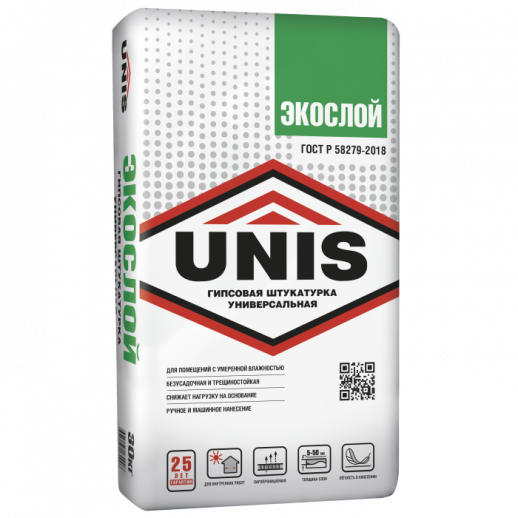 Штукатурка гипсовая универсальная UNIS / Юнис Экослой 30кг
