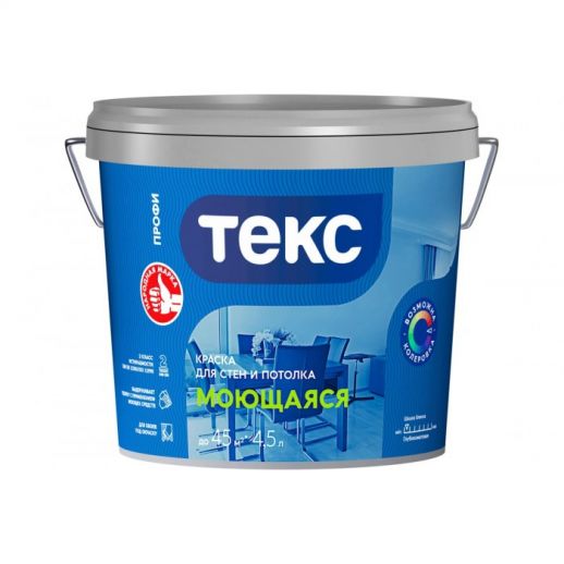 КРАСКА ТЕКС ПРОФИ МОЮЩАЯСЯ глубокоматовая, база A, белая, 4.5 л