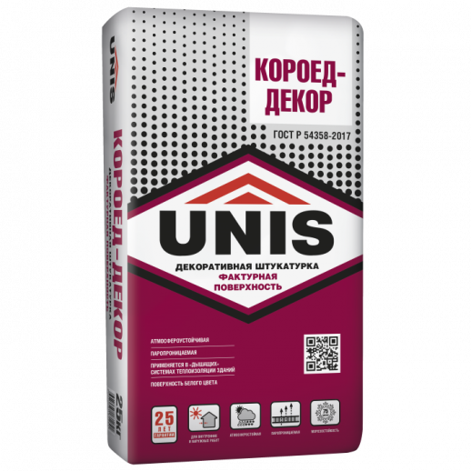 Штукатурка Декоративная Юнис КОРОЕД-ДЕКОР 25 кг UNIS