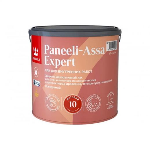 Лак для дерева Tikkurila paneeli-assa expert акрилатный, матовый, 2.7 л