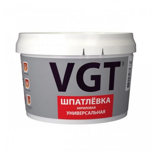 Шпатлевка универсальная для наружных и внутренних работ VGT, акриловая, 1 кг