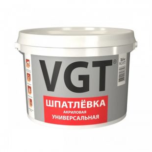 Шпатлевка универсальная для наружных и внутренних работ VGT, акриловая, 3.6 кг
