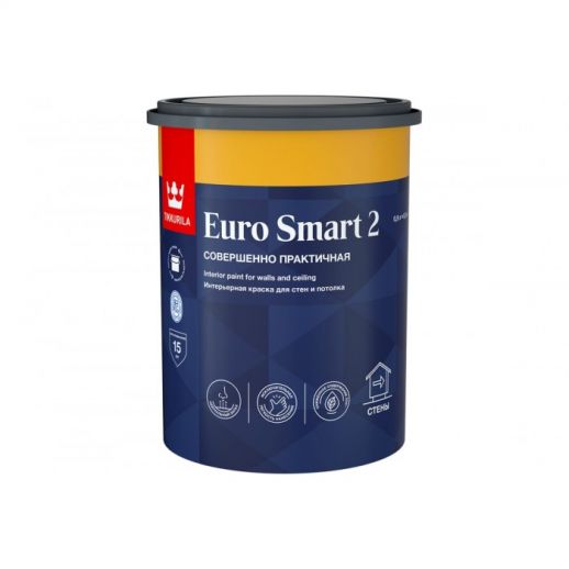 Интерьерная краска Tikkurila EURO SMART 2 база A глубоко матовая 0,9 л