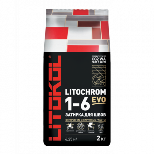 Затирка Litokol Litochrom, Литокол Литохром 1-6 мм 2 кг